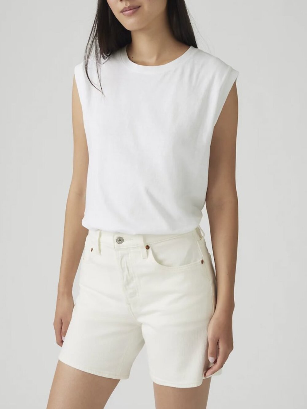 Levi's 501® Mid-Thigh High-Rise Straight Denim Shorts – White - Size 24